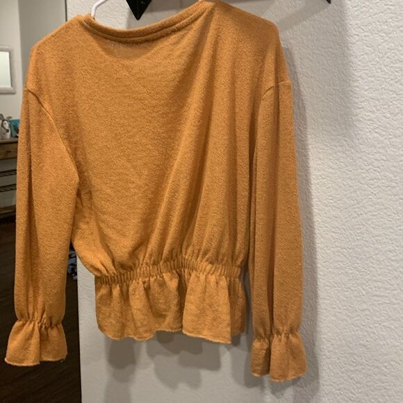 ZARA peplum long sleeve top - mustard color. Worn a handful of times. - Picture 2 of 3
